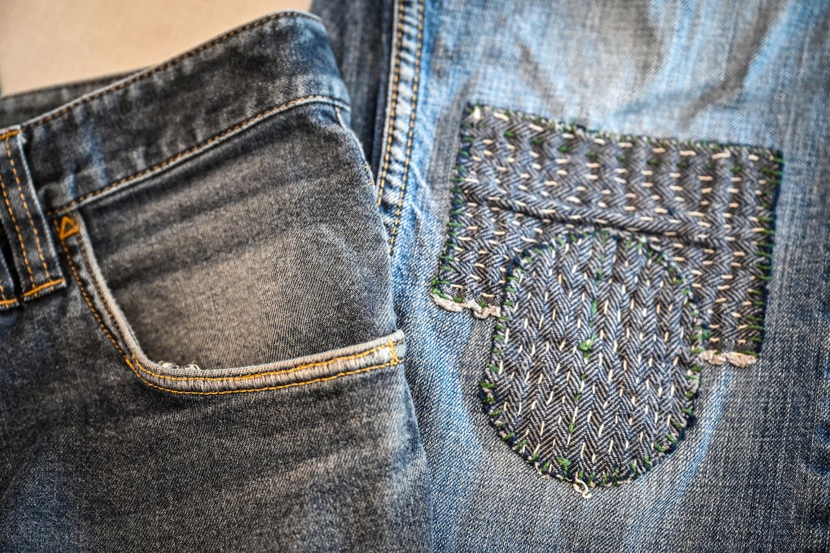 New pocket stitching and a patch to cover a hole are the type of free repairs the Mend-it Cafe will offer on Saturday at the Shadle Park Library.  (DAN PELLE/THE SPOKESMAN-REVIEW)
