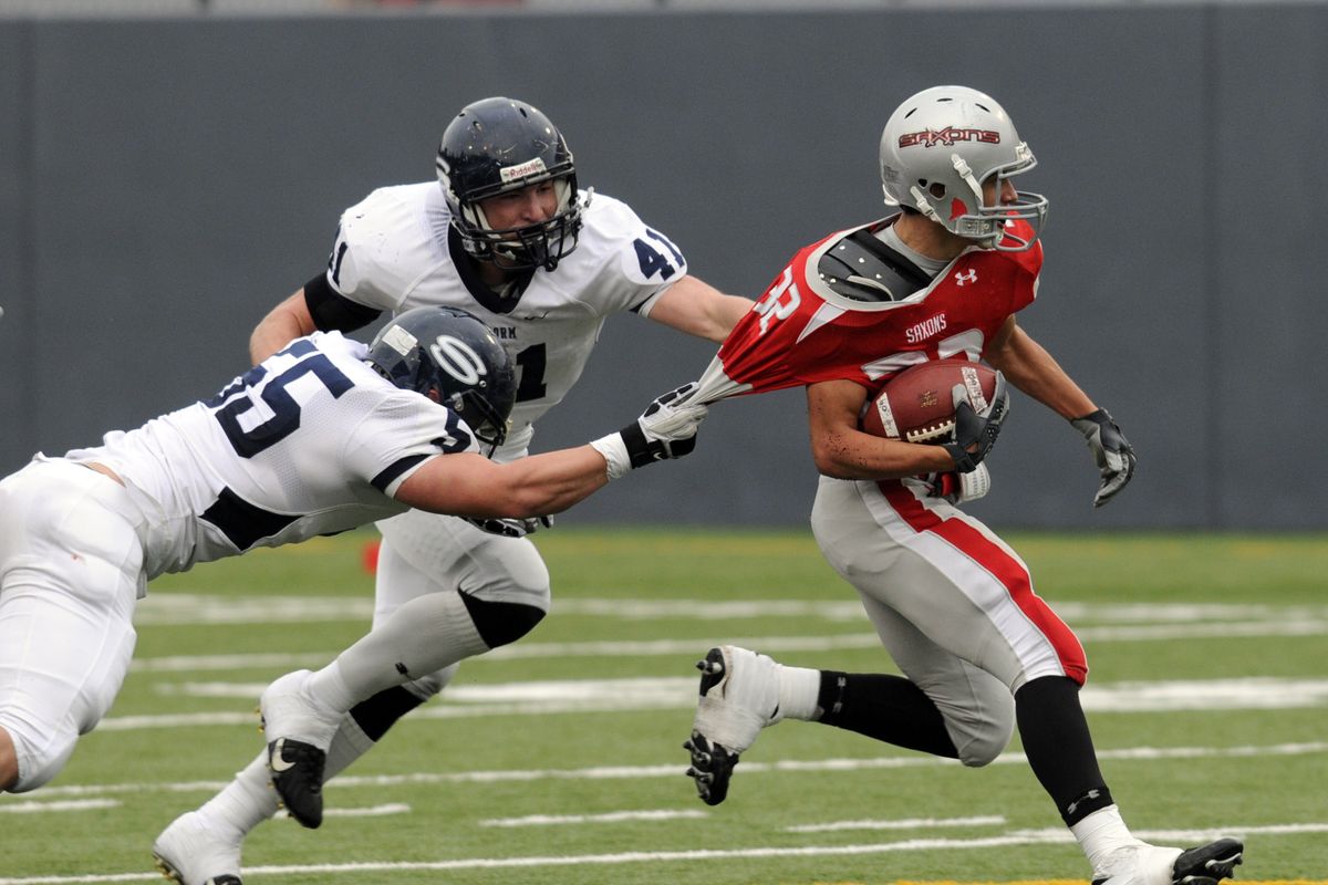 Gage Orosco, right, has been a running and receiving threat for Ferris in the playoffs. (Jesse Tinsley)