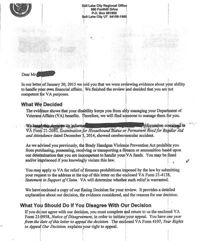 U.S. Sen. Mike Crapo's staff provided HucksOnline with this letter from VA administration to a unnamed veterans ...