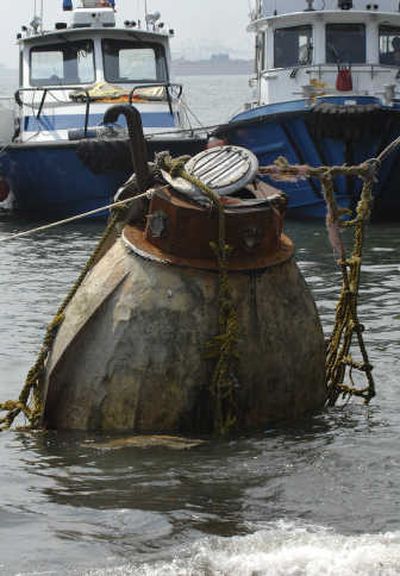 
This makeshift submersible  caused a scare Friday after New York City police found it foundering in a security zone.Associated Press
 (Associated Press / The Spokesman-Review)
