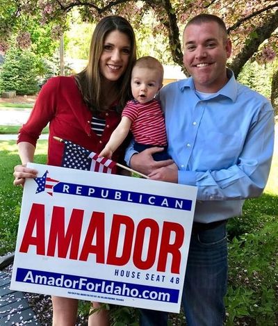 State Rep. Paul Amador, R-Coeur d'Alene, is shown with his wife, Julie, and their son, Peter, during Amador's 2018 re-election campaign.) (Courtesy)