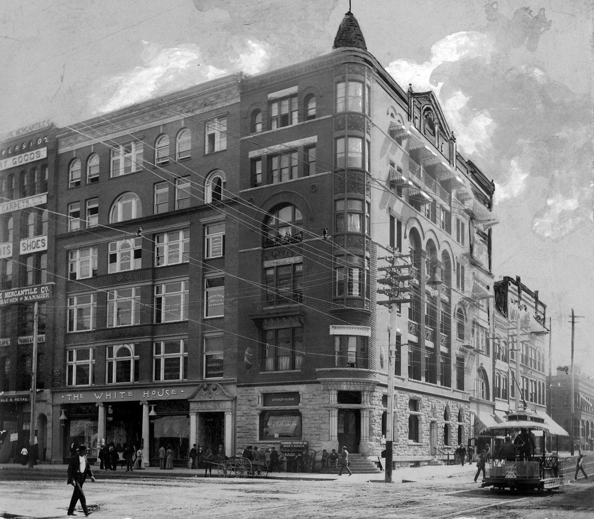 1890s: The Rookery Block, which was built on the southeast corner of Riverside and Howard, was actually four buildings: from left, the Riverside Building, the White House Building, the Spokane National Bank and the Harrington Building. The far right building facing Howard is the Hazel Block.