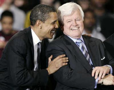 
Sen. Barack Obama  laughs with Sen. Edward Kennedy  on Monday in Washington. Associated Press
 (Associated Press / The Spokesman-Review)