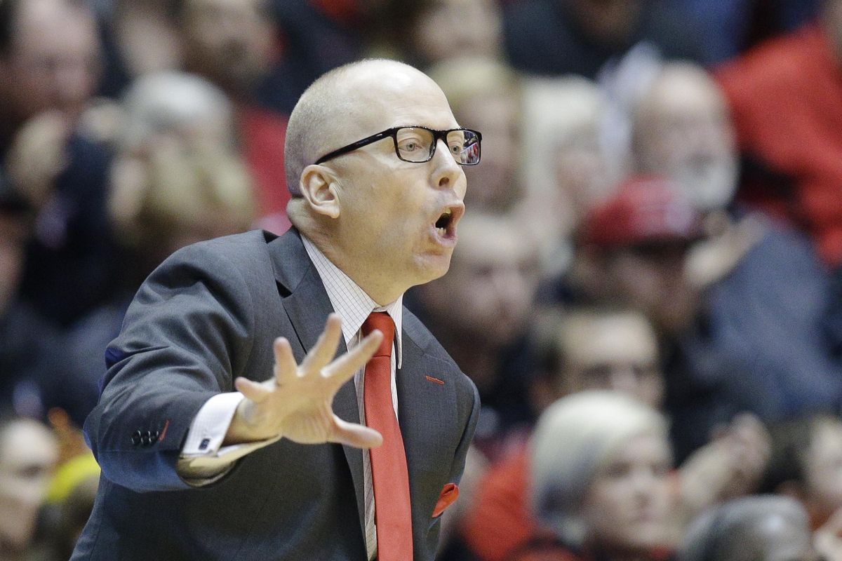 Cincinnati head coach Mick Cronin works the bench during the first half of an NCAA college basketball game against SMU, Sunday, March 6, 2016, in Cincinnati. Cincinnati won 61-54. (John Minchillo / Associated Press)