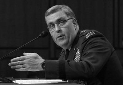 
Lt. Gen. Douglas Lute, nominee for war czar, testifies on Capitol Hill on  Wednesday before the Senate Armed Services Committee. 
 (Associated Press / The Spokesman-Review)