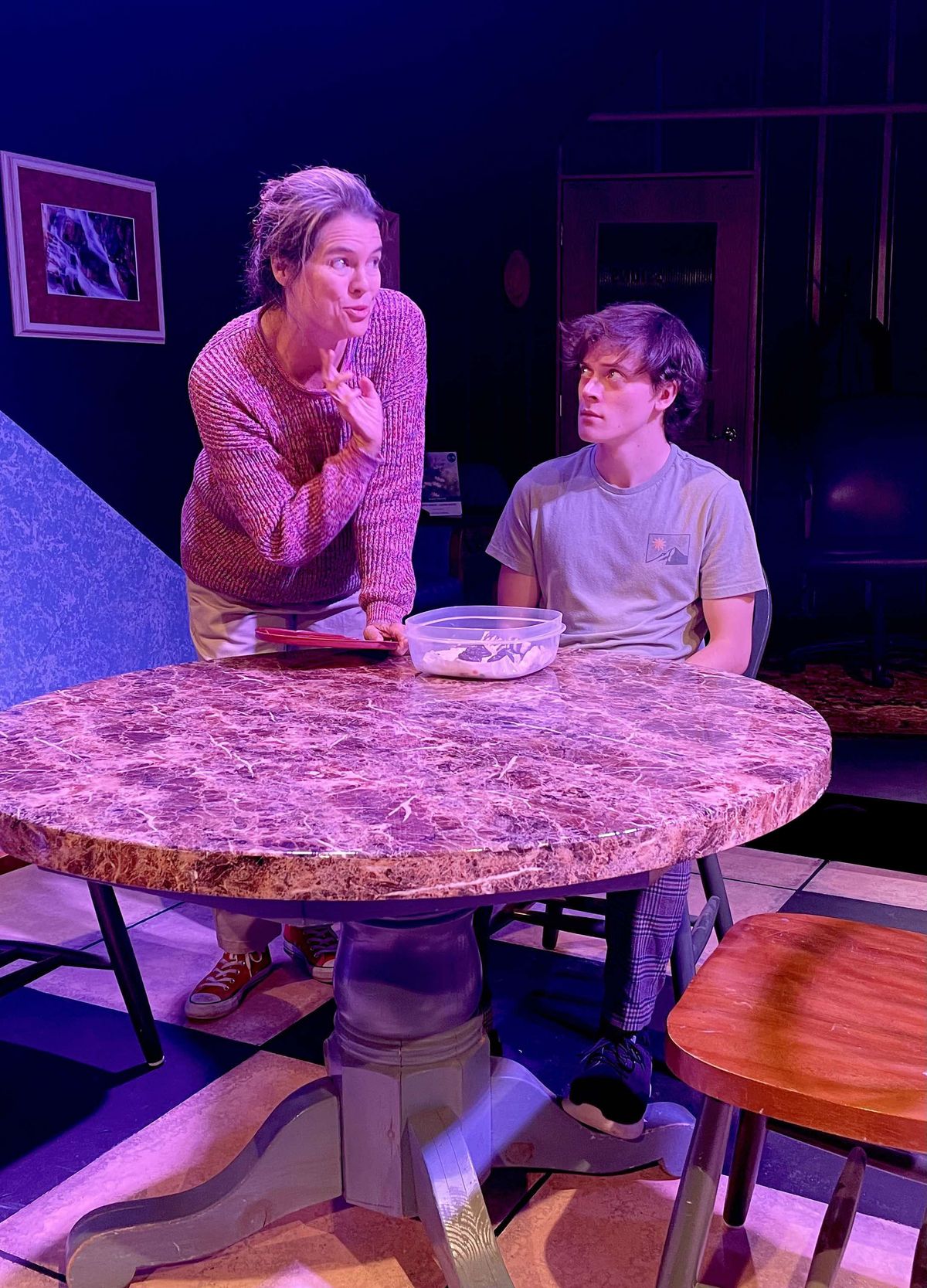 Audrey Overstreet and Rhead Shirley star in Stage Left Theater’s production of “Admissions.”  (Jeremy Whittington)