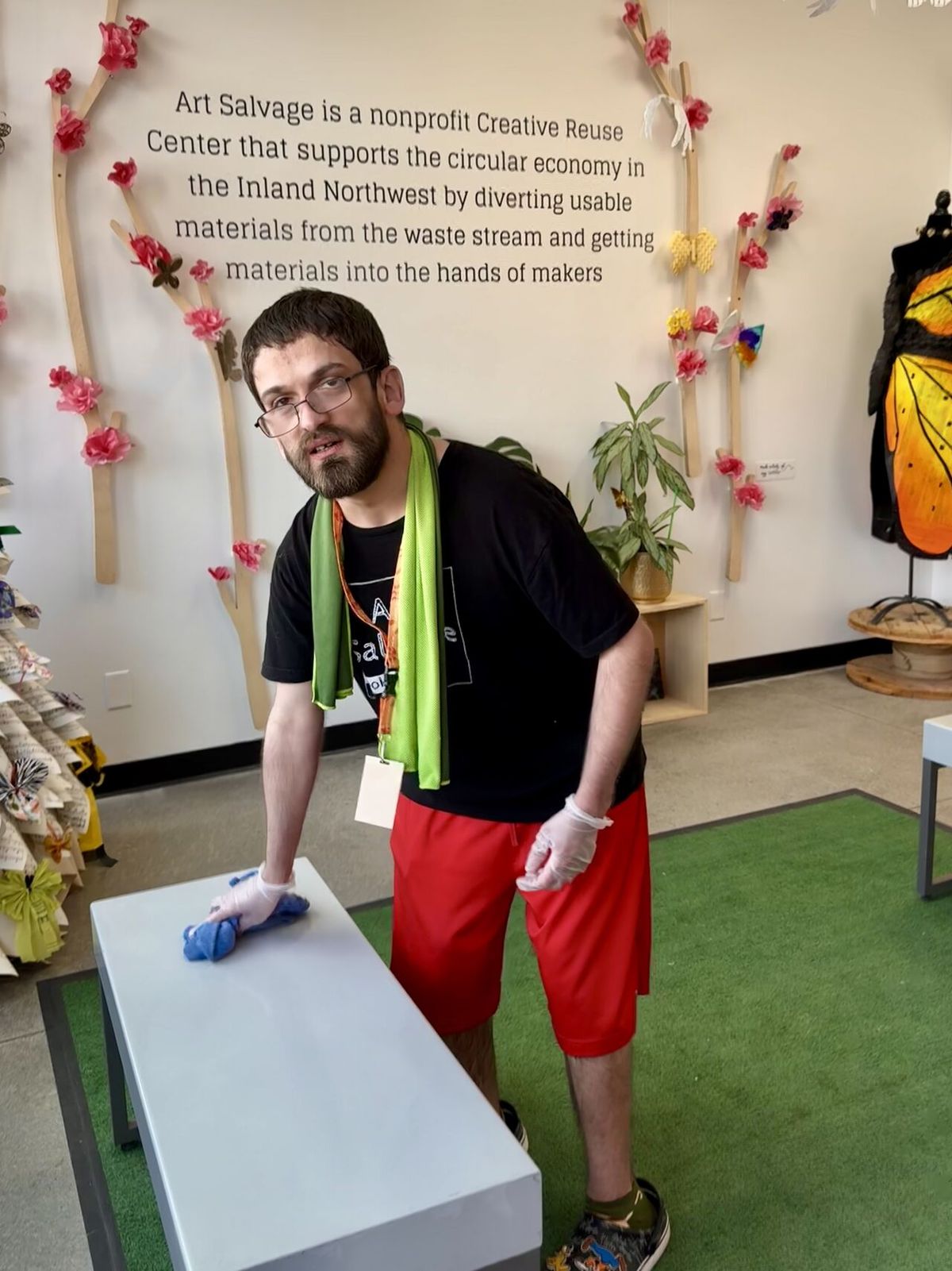 Jared is working at Art Salvage and has been there since September 2024. Through a collaborative approach, AtWork! Spokane was able to match his strengths and interests with a meaningful position that contributes to its mission. (Courtesy AtWork! Spokane)