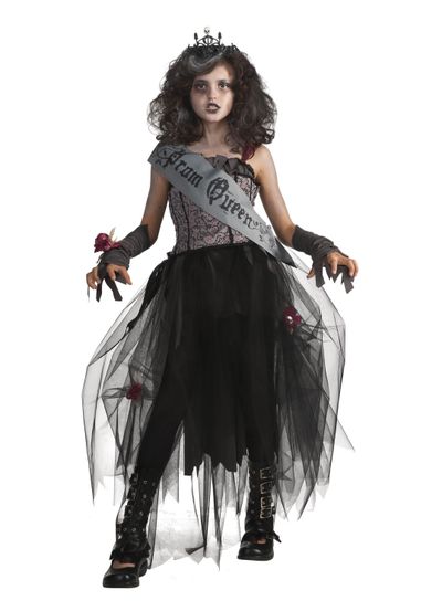 This product image released by Part City shows a girl wearing a zombie queen costume. Catering to the popular zombie craze, Halloween costumes for young children are getting more grisly. (Associated Press)