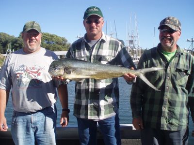 Oregon angler Jim Fuller holds the Dorado he caught off the Oregon Coast while tuna fishing in August. Photo courtesy of John Hardey (Photo courtesy of John Hardey / The Spokesman-Review)