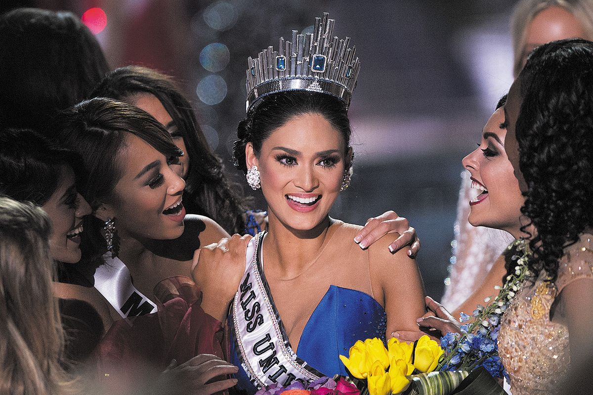 Miss Philippines Pia Wurtzbach is crowned 2015 Miss Universe at Planet Hollywood in Las Vegas on Dec. 20, 2015. Wurtzbach would be crowned the pageant winner minutes after host Steve Harvey returned to the stage to admit on live television that he had read the results incorrectly, saying that Miss Colombia Ariadna Gutierrez, the actual first runner-up, was the winner.  (Courtesy of Tom Donoghue)