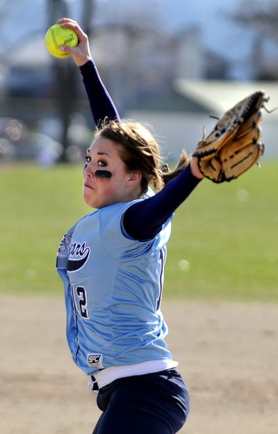 CV’s Alyssa Erickson pitches against Shadle Park in last week’s GSL showdown.  (Colin Mulvany / The Spokesman-Review)