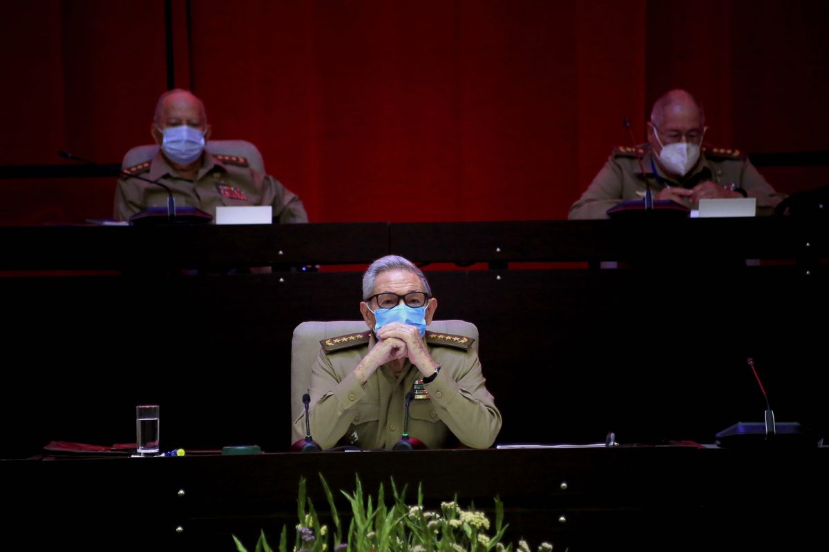Raul Castro, first secretary of the Communist Party and former president, attends the VIII Congress of the Communist Party of Cuba’s opening session April 16 at the Convention Palace in Havana, Cuba.  (Ariel Ley Royero)