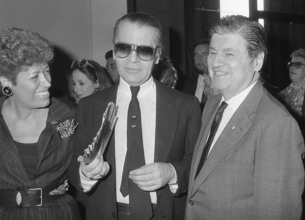 KARL LAGERFELD (1933-2019), Carine Roitfeld with male model, c