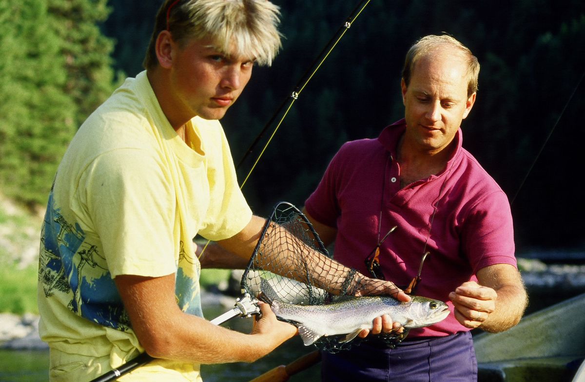 Then: Joe Roope, left, was 18 and in his second season as a fly-fishing guide on the Clark Fork River in this 1986 photo.  (Rich Landers / The Spokesman-Review)