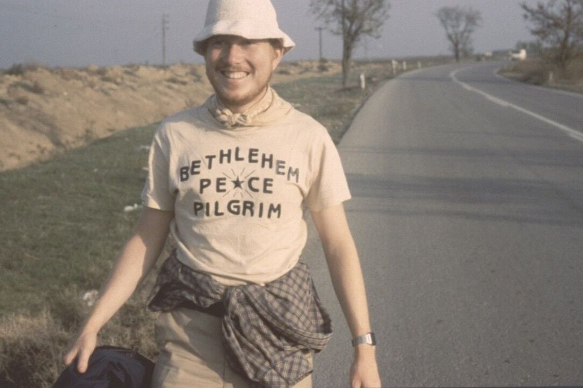 James Patrick Thomas on the Bethlehem Peace Pilgrimage in the early 1980s. Thomas has recently released a book on the efforts for nuclear disarmament called “Atomic Pilgrim.”  (Courtesy)
