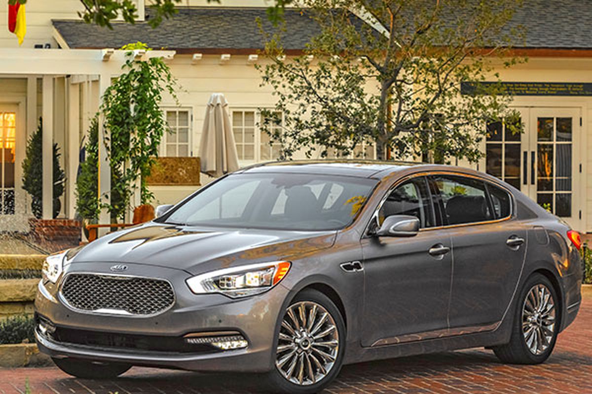 At the moment, the K900 is available only with a 420-hp V-8, with a 311-horsepower V-6 expected soon. Both incorporate direct injection and variable valve timing and match up with an eight-speed automatic transmission.  (Kia)