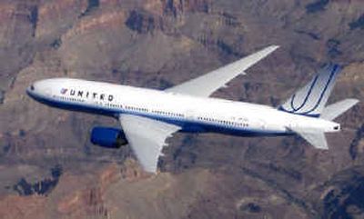 
A United Airlines jet is shown in a photo released by the company this year. The Air Transportation Stabilization Board late Thursday denied United's request to guarantee $1.6 billion of a $2 billion private loan, leaving the status of the airline's makeover in question.
 (File/Associated Press / The Spokesman-Review)