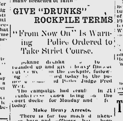 With Prohibition in full effect, law enforcement said they were cracking down on public drunkenness, including sentencing offenders to work on the city’s rockpile.  (S-R archives)