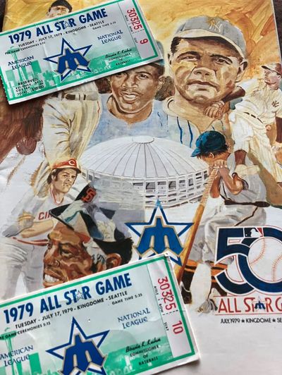 Memorabilia from the 1979 MLB All-Star Game at the Kingdome.  (Bob Condotta/Seattle Times)