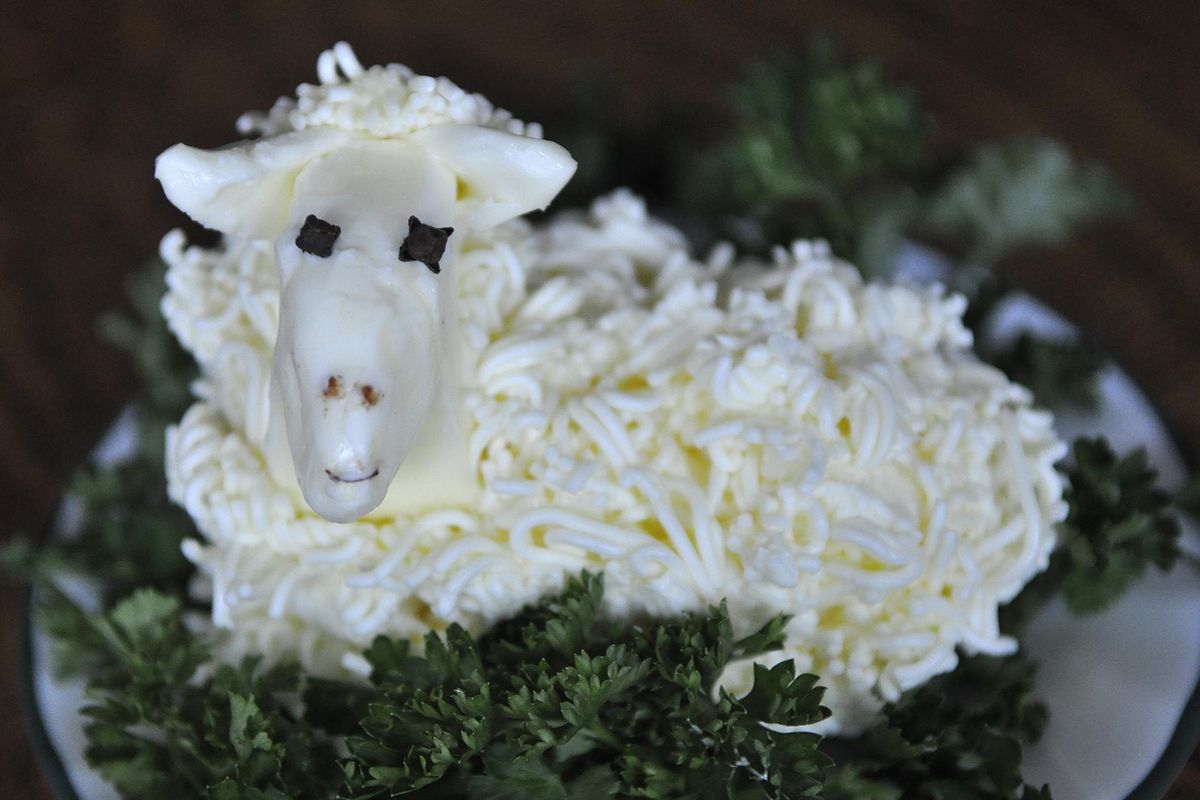 Butter lambs, like this one, sculpted from two sticks of butter, are a Polish tradition at Easter. (Adriana Janovich / The Spokesman-Review)