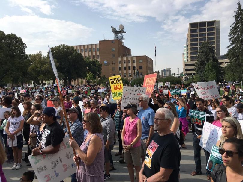 Close to a thousand people attended a rally in support of DACA, the Deferred Action for Childhood Arrivals program, at the Idaho state Capitol on Saturday, Setp. 9, 2017. (Facebook / Deanah Messenger)
