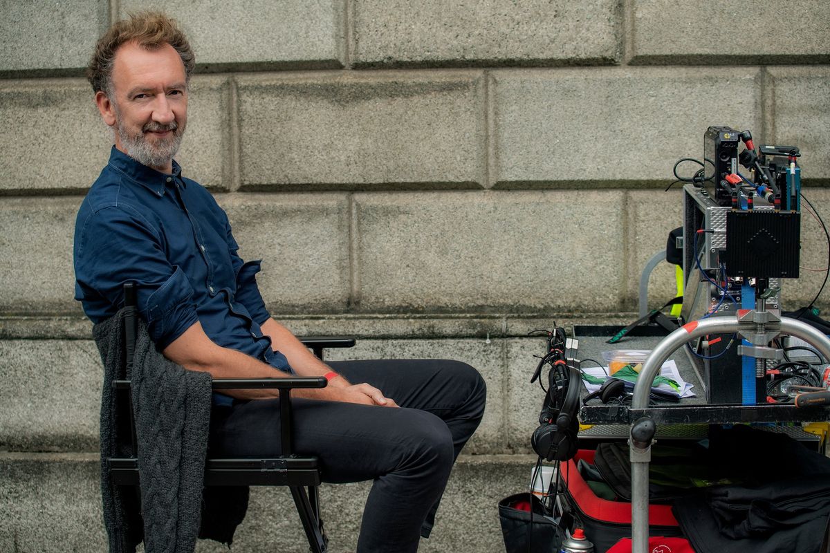Director John Carney behind the scenes of "Flora and Son."  (Apple TV+)