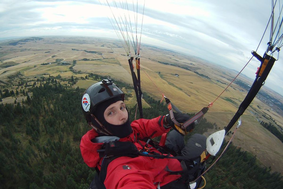 Paraglider Nathan Anglen flies from Paradise Ridge near Moscow, Idaho. (Center of Lift)