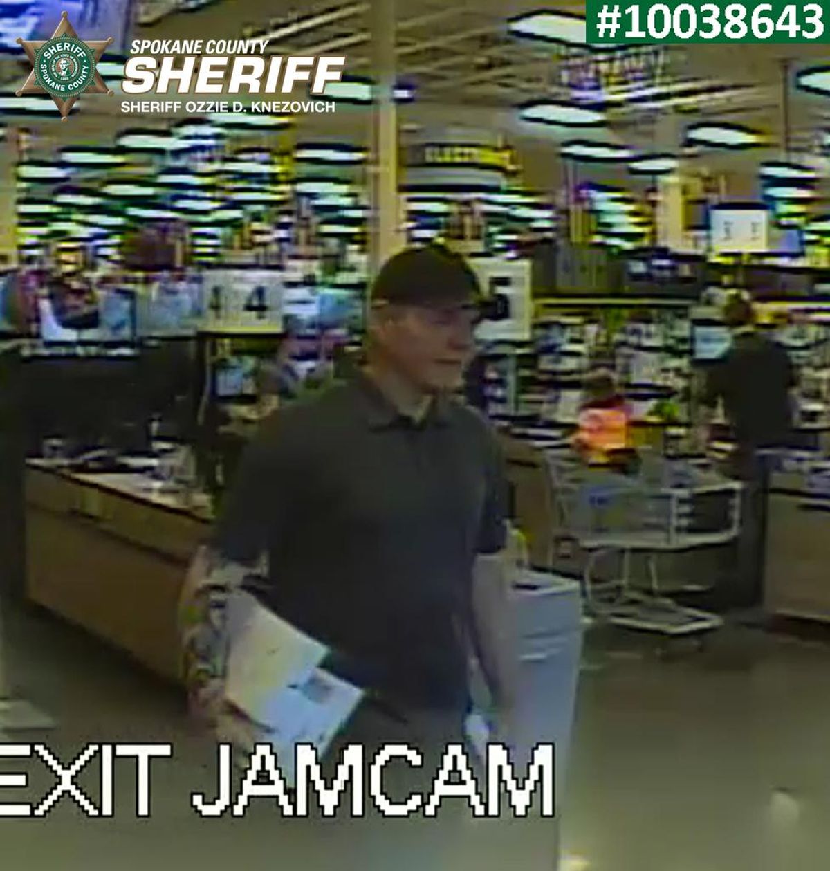 Spokane County Sheriff’s deputies allege this man stole nearly $6,000 of Apple products from a Fred Meyer in March 2019. (Spokane County Sheriff’s Office / Courtesy photo)