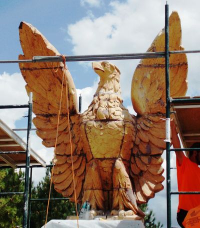 The Clayton, Wash., eagle is photographed during renovation.