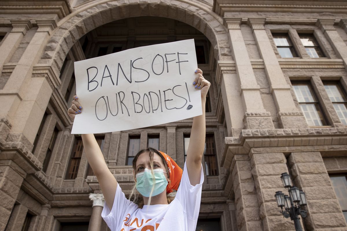 Jillian Dworin participates in a protest against the six-week abortion ban Sept. 1 in Austin, Texas.  (Jay Janner)