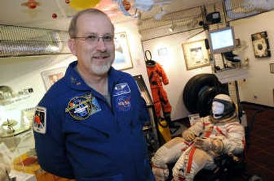 
Joe Bruce has a collection of NASA and Soviet space items, including tires from the space shuttle (background) assembled in his south Spokane basement. 
 (Dan Pelle / The Spokesman-Review)