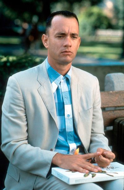 Tom Hanks holds a box of chocolates in the 1994 film “Forrest Gump.”  (Tribune News Service)