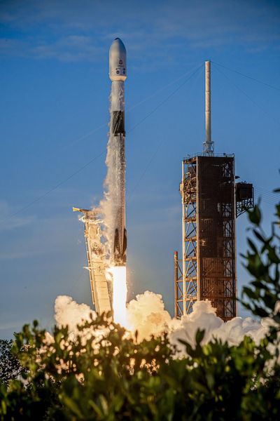 A SpaceX Falcon 9 rocket carrying NASA’s IMAP (Interstellar Mapping and Acceleration Probe), the agency’s Carruthers Geocorona Observatory, and National Oceanic and Atmospheric Administration’s (NOAA) Space Weather Follow On–Lagrange 1 (SWFO-L1) spacecraft lifts off from Launch Complex 39A at NASA’s Kennedy Space Center in Florida at 7:30 a.m. EDT Wednesday, Sept. 24, 2025.   (Benjamin Fry/BAE Systems)
