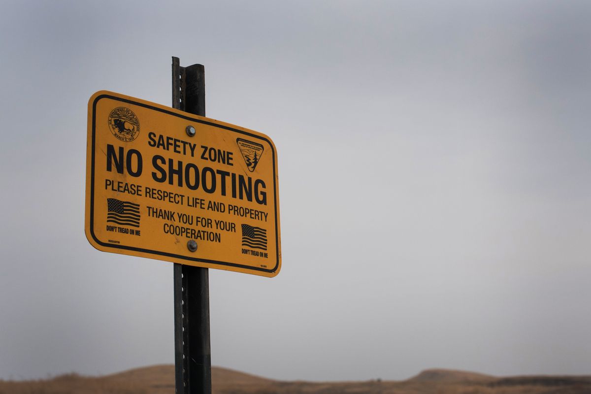 Above: A newly installed sign at the Fishtrap Recreation Area.  (Eli Francovich/The Spokesman-Review)