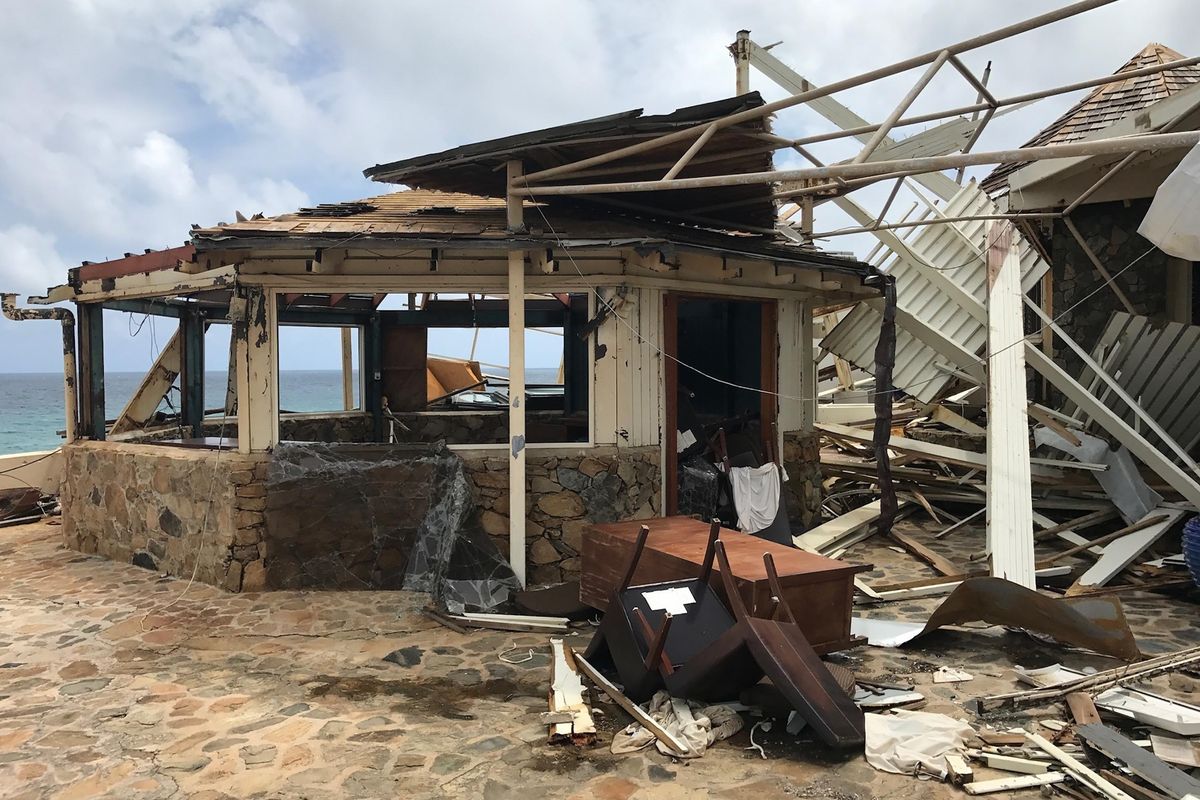This Sept. 14, 2017, photo provided by Guillermo Houwer on Saturday, Sept. 16, shows storm damage to the Biras Creek Resort in the aftermath of Hurricane Irma on Virgin Gorda in the British Virgin Islands. (Guillermo Houwer / Associated Press)