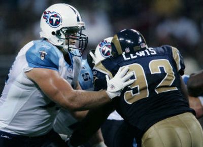 
Former Eastern Washington offensive lineman Michael Roos, left, has earned a starting spot on the Tennessee Titans roster as a rookie this season. 
 (Photos by George Walker IV/The Tennessean / The Spokesman-Review)