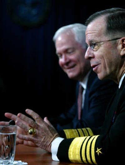 
Joint Chiefs Chairman Adm. Michael Mullen, right, and  Defense Secretary Robert Gates speak  at a news conference Friday at the Pentagon. Associated Press
 (Associated Press / The Spokesman-Review)
