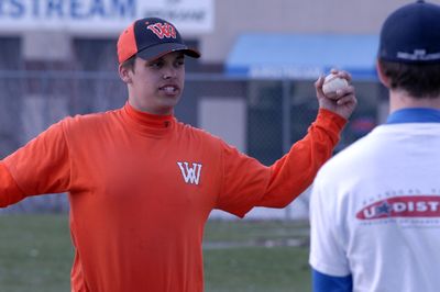 West Valley senior pitcher Anthony Salazar and his teamates took advantage of an off day April 8, and went to Centennial Middle School and helped coach the seventh- and eighth-grade  baseball practice. He is the only returning starting pitcher  from last year’s rotation.  (J. BART RAYNIAK / The Spokesman-Review)
