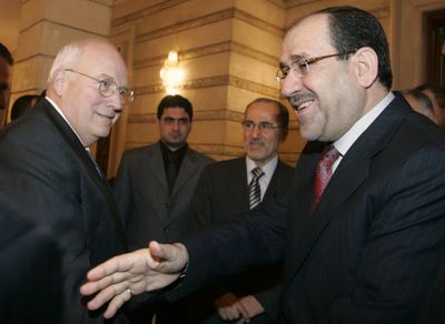 Vice President Dick Cheney, left, meets with Iraqi Prime Minister Nouri al-Maliki in Baghdad, Iraq, in March.  (Associated Press / The Spokesman-Review)