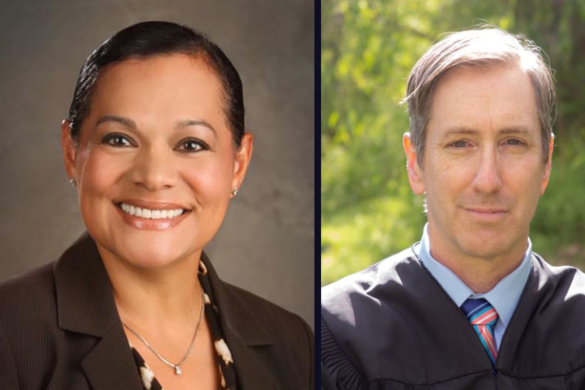 Gloria Ochoa-Bruck, left, a candidate for Spokane Municipal Court judge, faces incumbent Judge Matthew Antush in the November 2021 election.  (Courtesy)