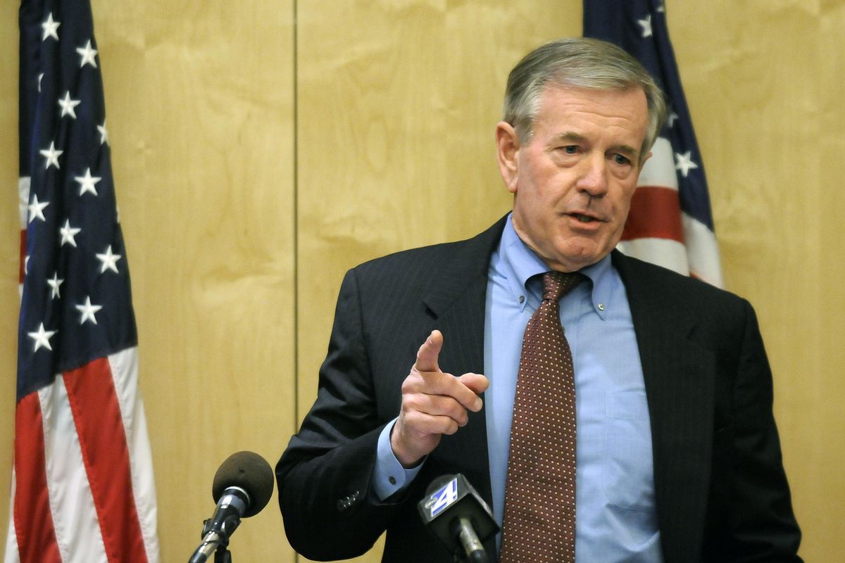 In this June 22, 2009 file photo, Jim McDevitt speaks at the United States Federal Courthouse in Spokane. Among his last acts as Spokane’s interim Law Enforcement Director, McDevitt recommend elevating four officers to temporary positions he said were needed to “level out the work load.” The changes were announced July 11, 2016. (Dan Pelle / The Spokesman-Review)