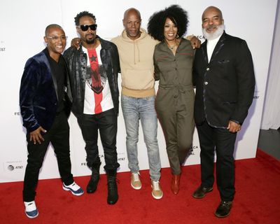 Tommy Davidson, Shawn Wayans, Keenan Ivory Wayans, Kim Wayans and David Alan Grier attend the screening for “Tribeca TV: In Living Color – 25th Anniversary Reunion From the Finale” during the 2019 Tribeca Film Festival at Spring Studios on April 27, 2019, in New York.  (Brent N. Clarke/Associated Press)