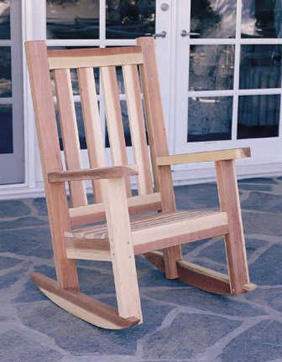 
The porch rocker measures about 42 inches tall by 25 inches wide by 28 inches deep.
 (U-BILD / The Spokesman-Review)