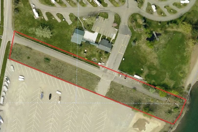 Here's an aerial photo, from the city's GIS system, that shows the 1.83 city-owned acres in question at Blackwell Island. The city's property is the rectangular wedge between the Blackwell Island RV Park and Hagadone Corporation property to the south. (Photo courtesy of the city of Coeur d'Alene)