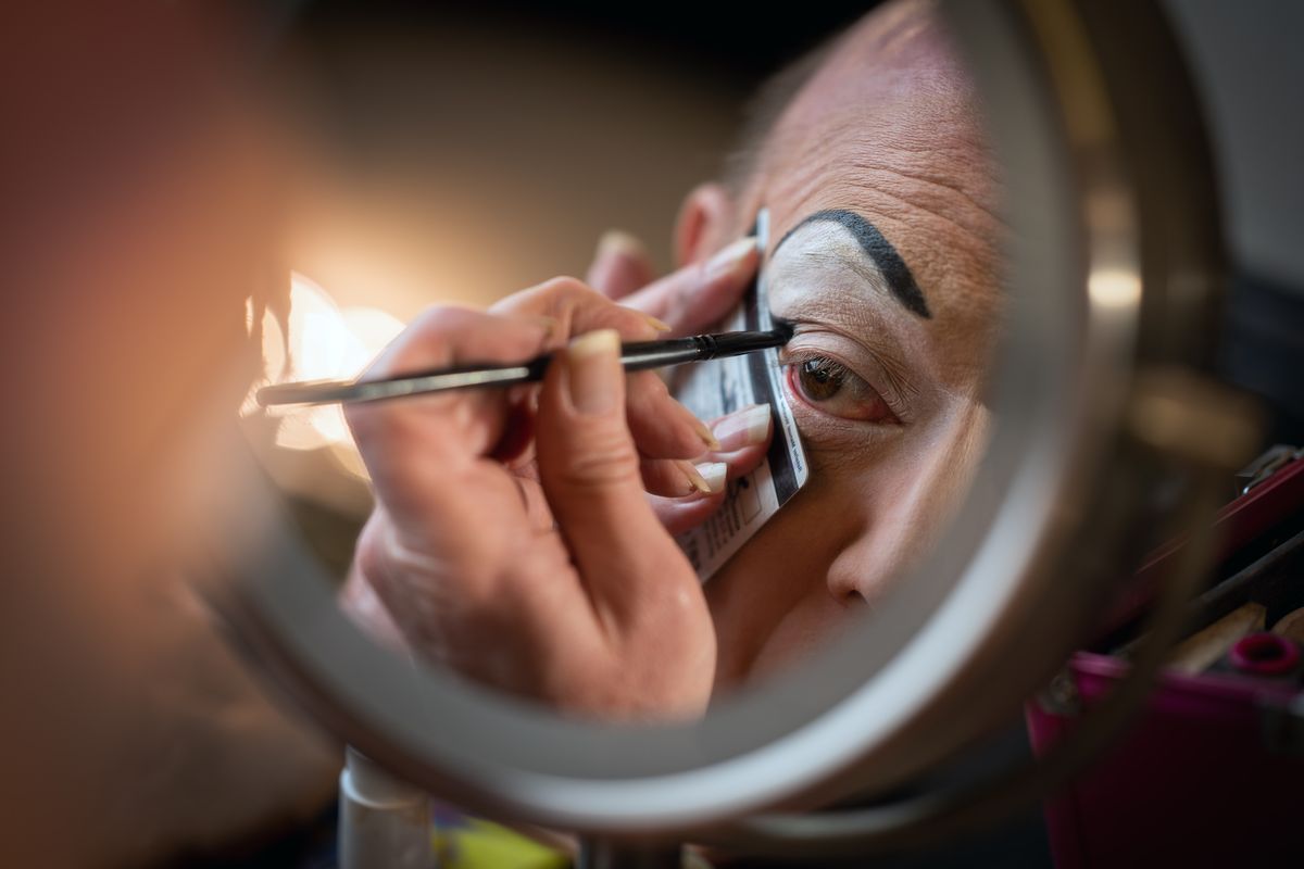“Just a little trick my mother taught me,” said drag queen Nova Kaine as she puts on her eye makeup in the basement dressing room of the Globe Bar & Kitchen where she performs. She learned everything about the art form from her drag mother, the previous Nova Kaine.  (Colin Mulvany/The Spokesman-Review)