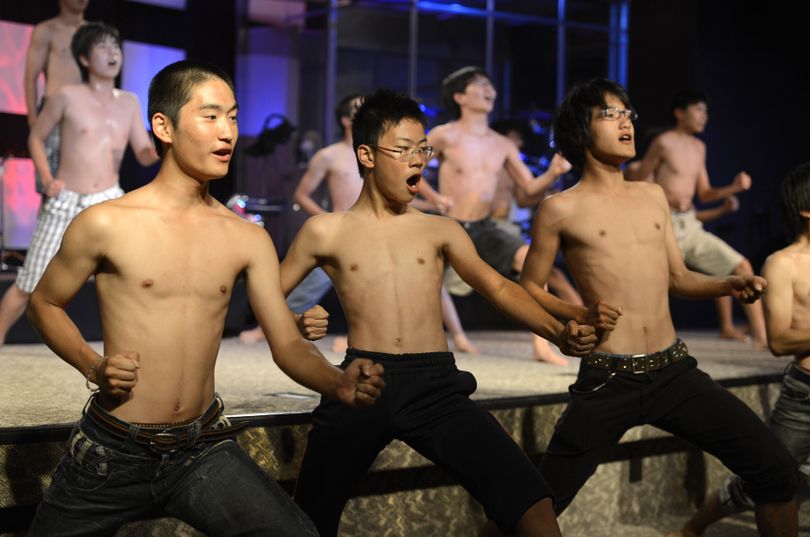 Japanese students perform traditional dance and drumming on Monday at New Life Church. Compass USA is celebrating 25 years of its exchange student program with Japan. (PHOTOS BY DAN PELLE)