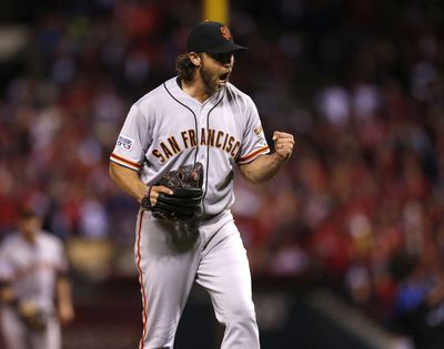 Madison Bumgarner made seven playoff appearances for the world champion Giants.