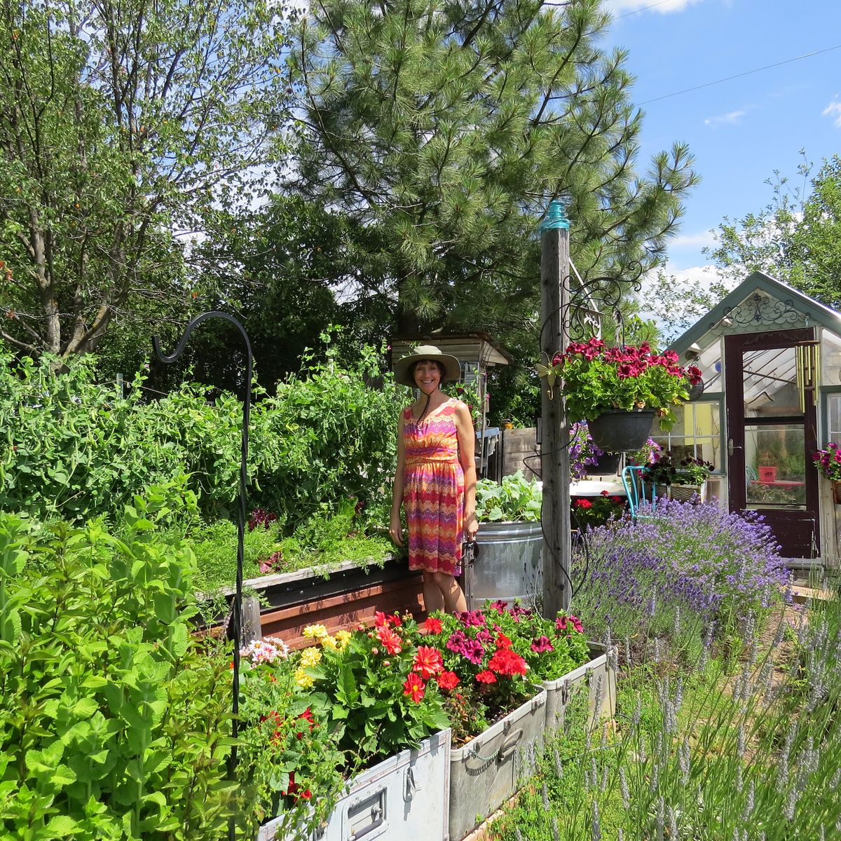 Marie Cole had to use her creativity in order to grow vegetables, herbs and flowers in her Green Bluff garden.  (Susan Mulvihill/For The Spokesman-Review)