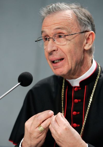 Monsignor Luis Francisco Ladaria Ferrer, secretary of the Congregation for the Doctrine of the Faith, answers questions during a press conference on bioethics Friday at the Vatican.  (Associated Press / The Spokesman-Review)