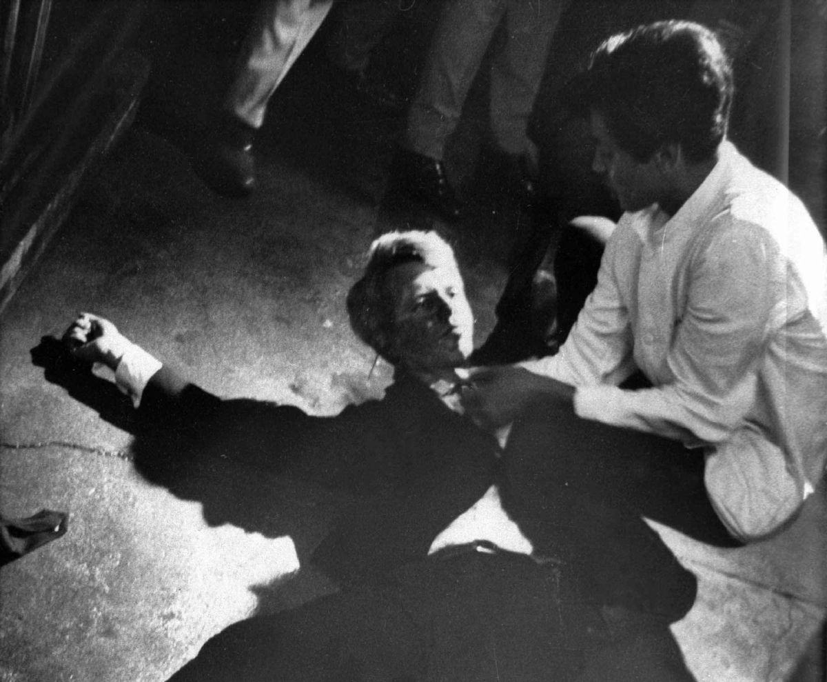Sen. Robert F. Kennedy lies on the floor, waiting for the arrival of medical aid at the Ambassador Hotel in Los Angeles moments after he was shot on June 5, 1968. Friday, June 5, 1998, is the 30th anniversary of Kennedy’s assassination. (Associated Press file)